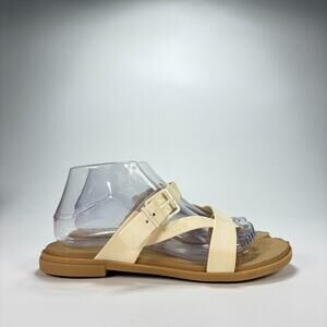 Crocs Tulum B eige Casual Asymmetrical Straps Toe Post Sandals Women's Size 9
